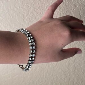 Antique Czech Rhinestone Double Row Bracelet – Brass, Art Deco, Czecho-Slovakia​